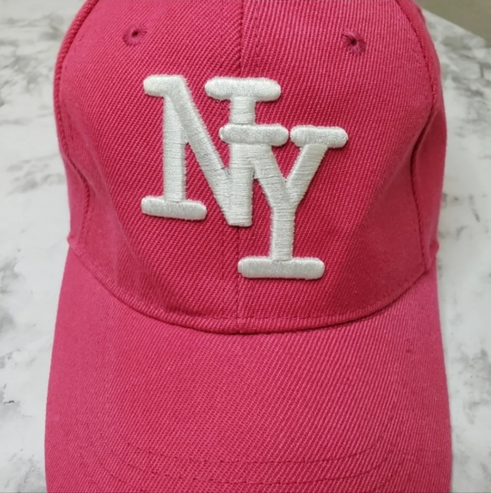 NY Embroidered Hot Pink Baseball Cap - Adjustable Y2K Style